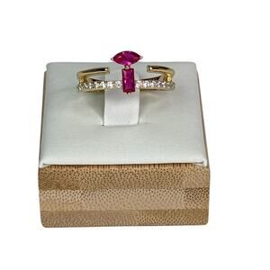 Golden Kiss Fuchsia CZ stone Ring for Her size 8